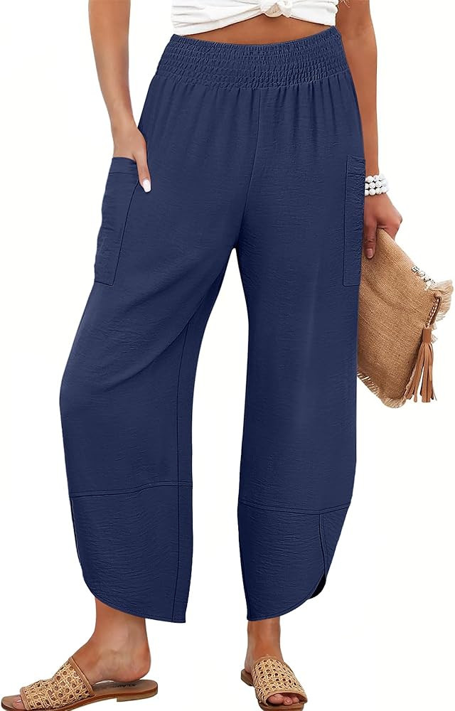 ANRABESS Womens Wide Leg Palazzo Capri Pants 2025 Summer Casual Loose High Waisted Lounge Flowy C... | Amazon (US)