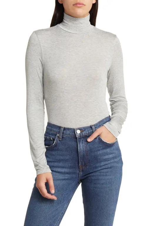Treasure & Bond Mock Neck Top in Grey Heather at Nordstrom, Size X-Small | Nordstrom