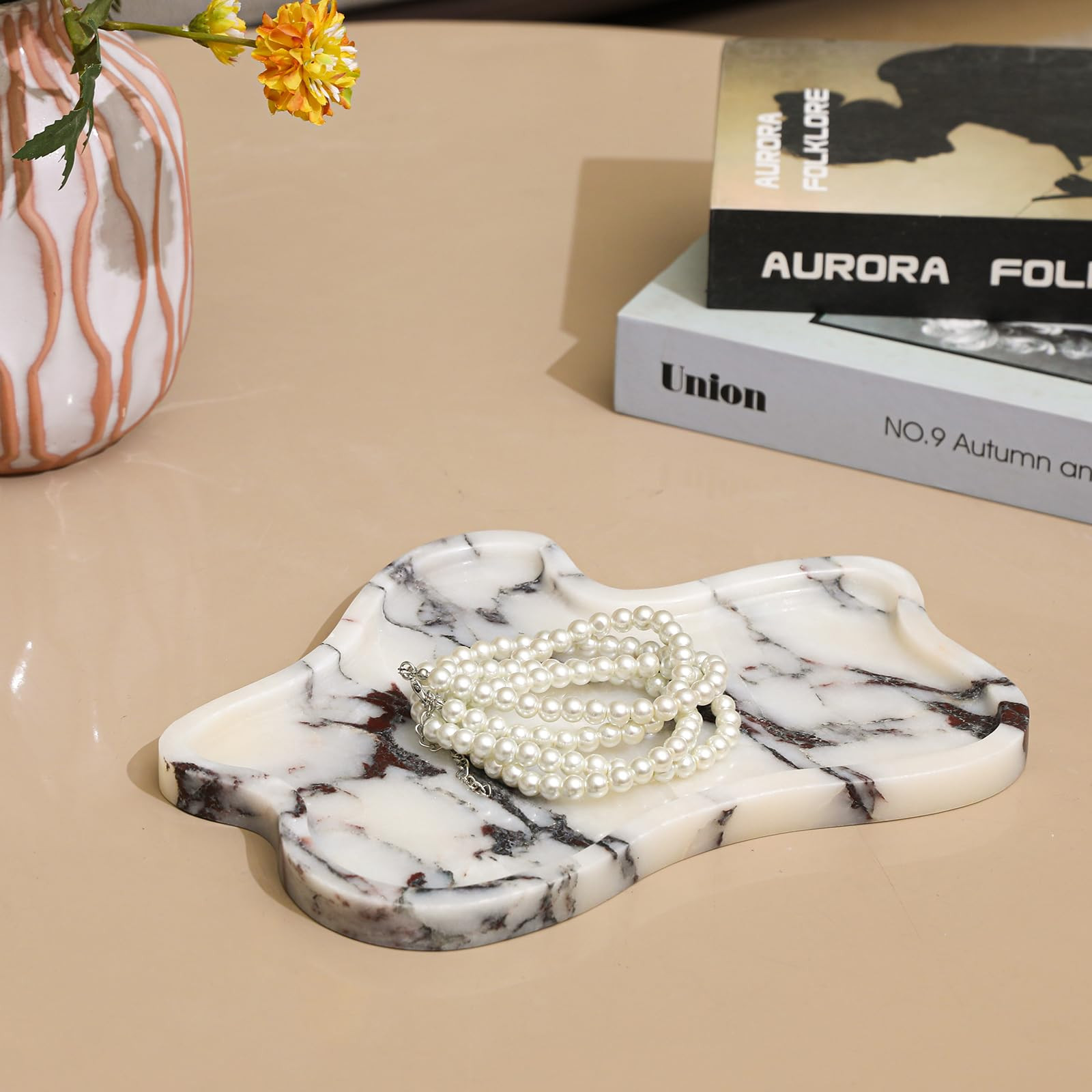 Marble Tray for Decor, Marble Vanity Tray for Perfume, Cosmetics, Jewelry, Stone Decorative Trays... | Amazon (US)
