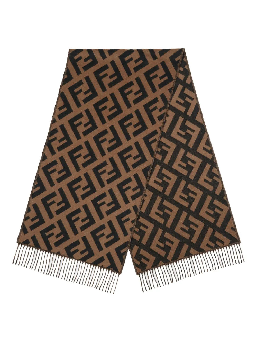 FENDI Jacquard Knit FF Logo Scarf | Brown | FARFETCH PT | Farfetch Global
