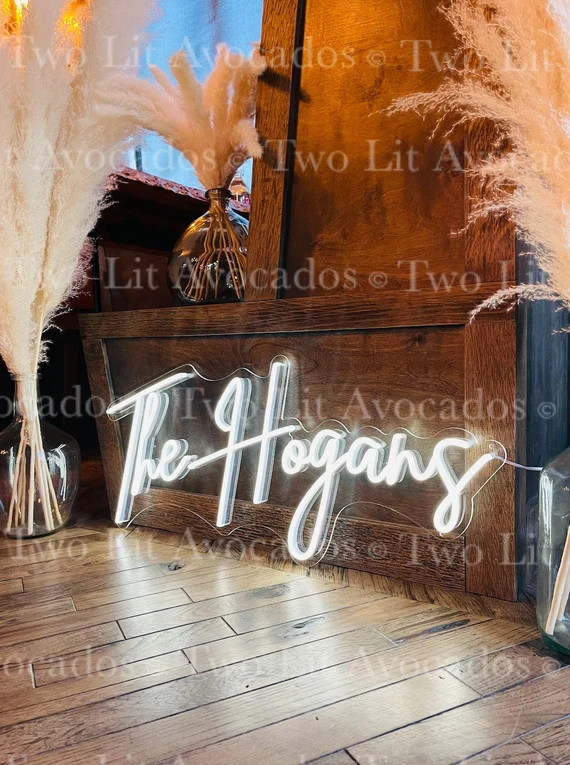 Last Name Wedding Neon Sign, Custom Neon, Boho Wedding Neon Sign, Wedding Backdrop, Wedding Gift,... | Etsy (US)