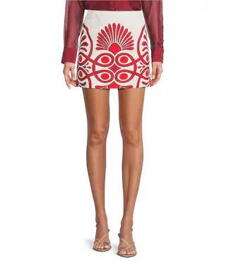 Izzy Printed Linen Blend Skirt | Dillard's