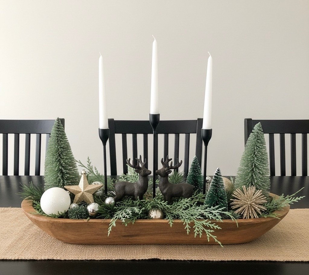 Cozy & Neutral Christmas Centerpiece VIBES! 🦌✨

Obsessed with how this festive dough bowl centerpiece turned out! It’s the perfect blend of rustic charm and modern-minimalist holiday style. The dark metal candlesticks, moody deer figurines, and frosted greenery create a sophisticated and cozy look that works all winter long.

#LTKHome #LTKSeasonal #LTKHoliday