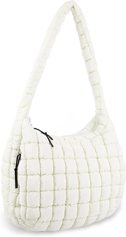 Quilted Puffer Tote Bag Large Crossbody Shoulder Bag with Zipper, Nylon Hobo Oversized Handbag | Amazon (CA)