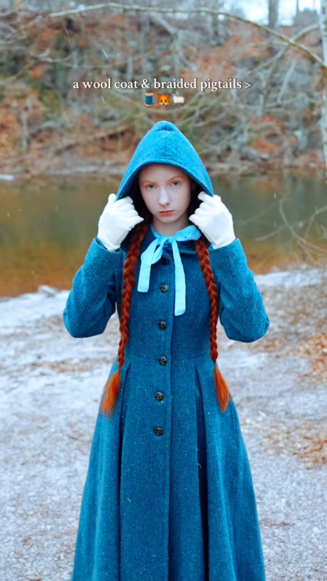 Blue wool coat, cottage core 