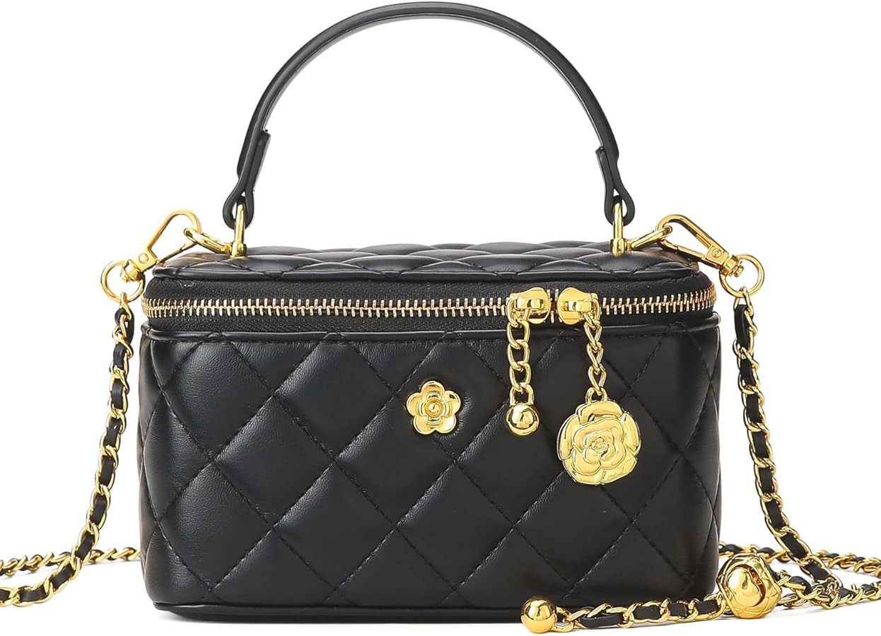 Small Quilted Square box crossbody bag and Satchel Purse For Women Designer Mini Top Handle Pouch... | Amazon (US)