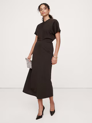 Wool-Blend Scuba Midi Dress | Banana Republic (US)