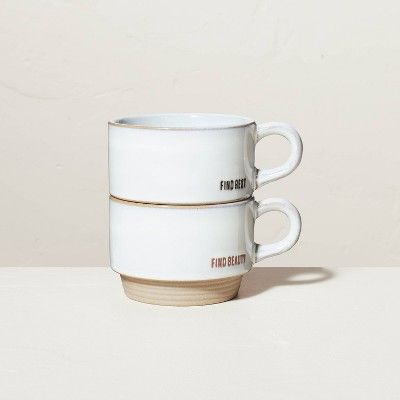 Find Beauty & Find Rest 10oz Stackable Stoneware Mug Set - Hearth & Hand™ with Magnolia | Target