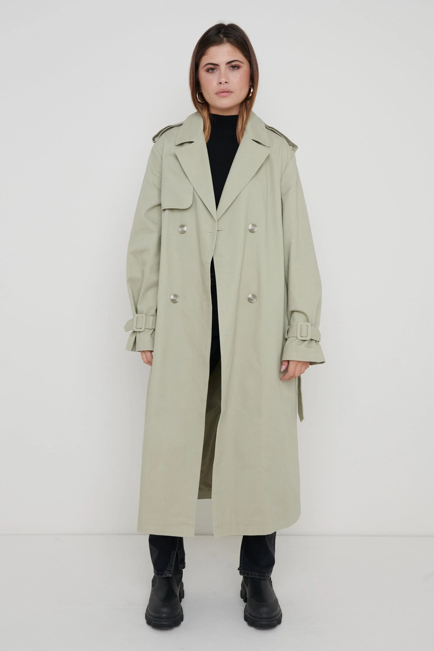 River Oversized Trench - Olive | Pretty Lavish (UK)