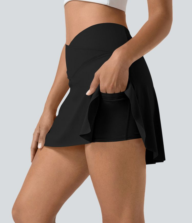 Women’s Everyday Softlyzero™ Airy Crossover 2-in-1 Side Pocket Cool Touch Mini Tennis Skirt-L... | HALARA