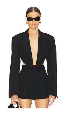 Alexander Wang Cropped Blazer With Pointed Hem in Black from Revolve.com | Revolve Clothing (Global)