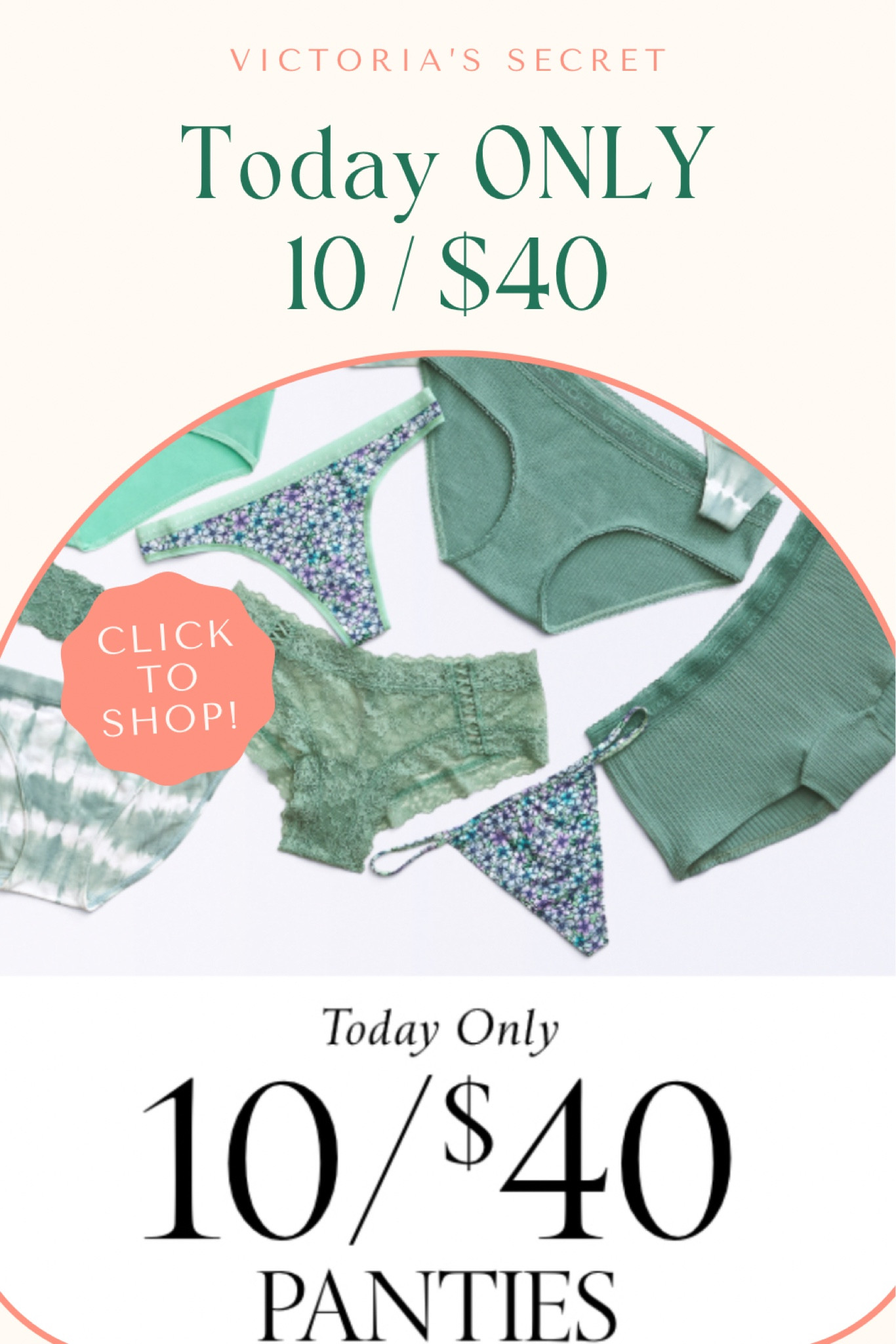 🛍️ Today’s the day! Score amazing deals at Victoria’s Secret! Shop panties select 10 for just $40! Hurry, grab your favorites before they’re gone! 💃 #SaleDay #VictoriaSecret #ShoppingSpree 

#LTKsalealert #LTKfindsunder50