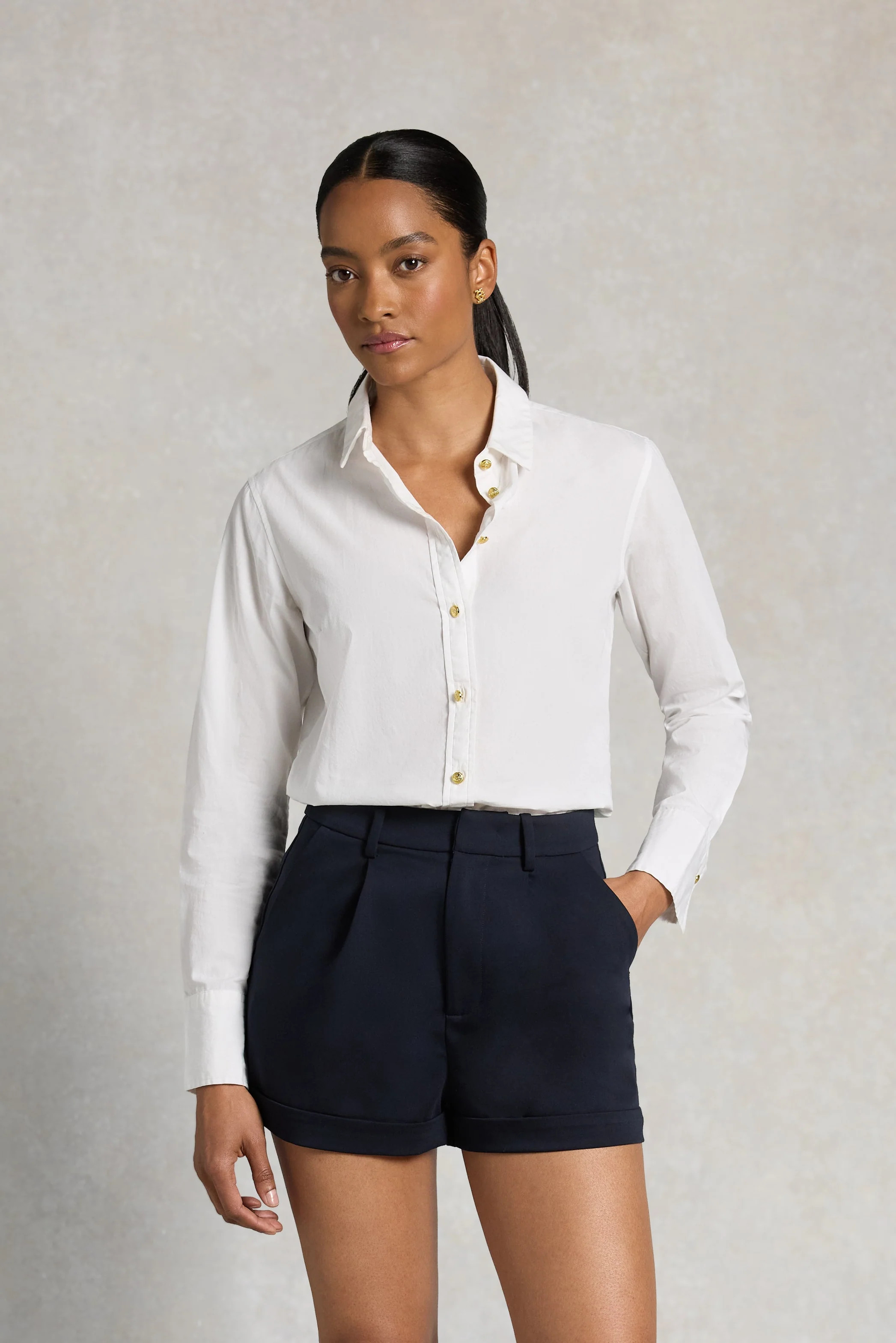 Pleated Wide Leg Short (Ink Navy) | Holland Cooper