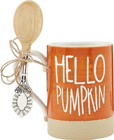 Mud Pie Harvest Forever Mug and Spoon Set, Hello Pumpkin, mug 16 oz | spoon 5 1/2" | Amazon (US)
