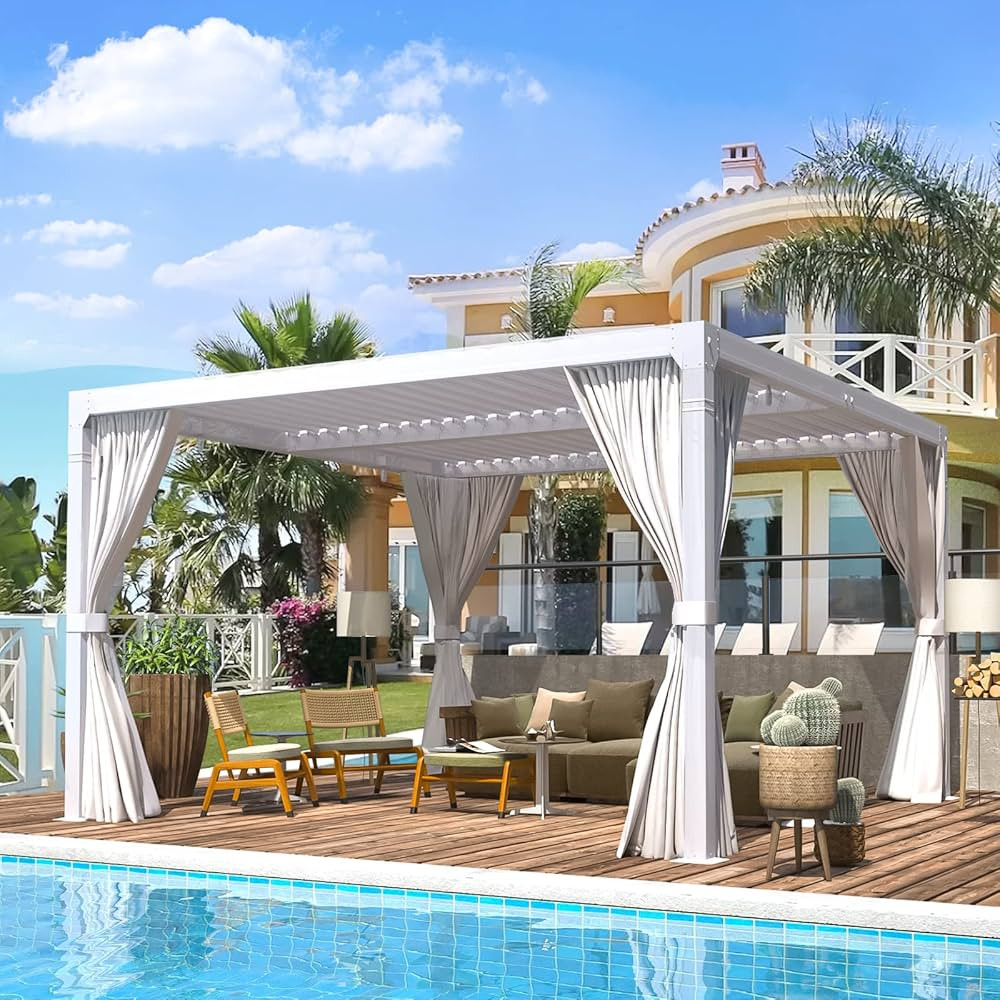 EROMMY Louvered Pergola 10' x 10' Outdoor Hard Top Pergola with Aluminum Frame and Adjustable Met... | Amazon (US)