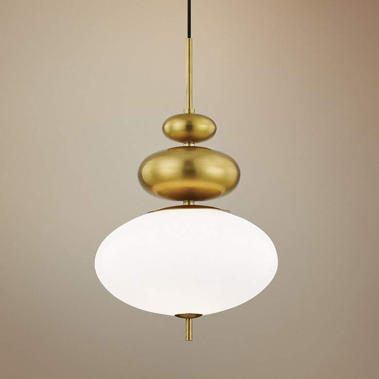 Mitzi Elsie 13" Wide Aged Brass Pendant Light - #76K51 | Lamps Plus | Lamps Plus