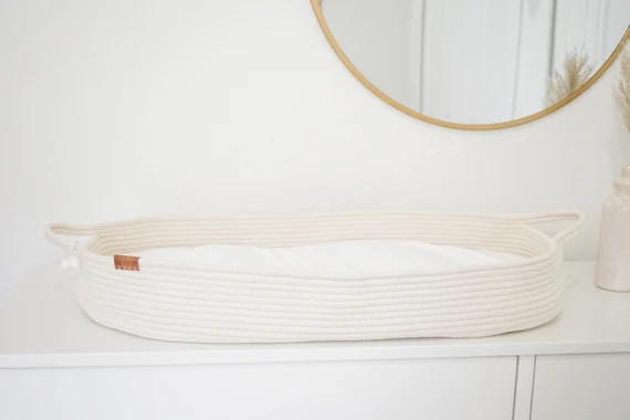 Cotton Rope Baby Changing Basket With Foam Pad and Waterproof - Etsy | Etsy (US)