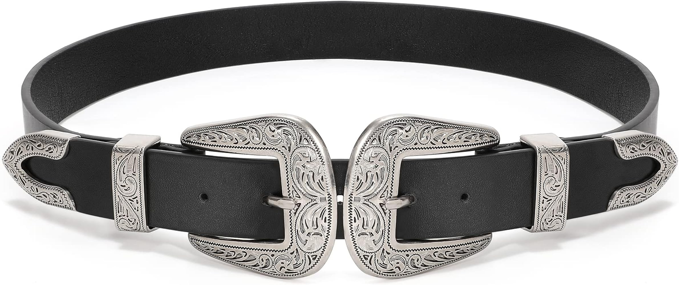 XZQTIVE Women Leather Belt Ladies Vintage Western Belt Retro Cowgirl Leather Belt Black Waist Bel... | Amazon (US)