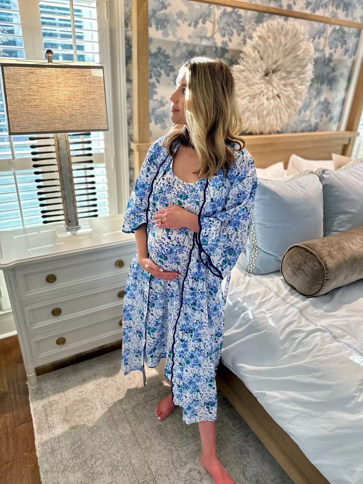 Blue Floral Print Kimono Robe with … curated on LTK