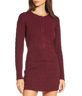 Cropped Cable Coordinating Long Sleeve Cardigan | Dillard's