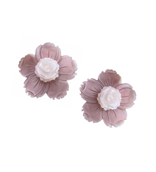 pink mother of pearl + rose studs | Nicola Bathie Jewelry