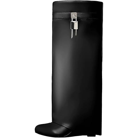 Modatope Knee High Boots Women Fold Over Knee High Boots Chunky High Heels Long Boots Zipper Poin... | Amazon (US)