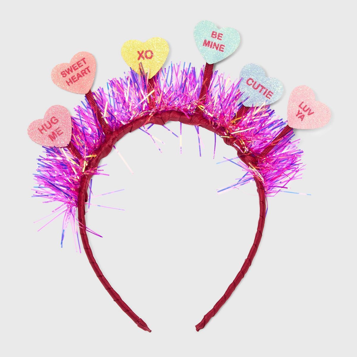Sweetheart Candy and Tinsel Wrapped Headband - Pink | Target