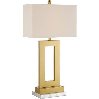 360 Lighting Marshall Modern Table Lamp with White Marble Riser 30" Tall Champagne Gold Oatmeal Shade for Bedroom Living Room Bedside Nightstand House | Target