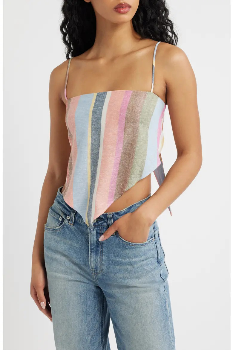 Rio Stripe Linen Blend Handkerchief Top (Women) | Nordstrom | Nordstrom