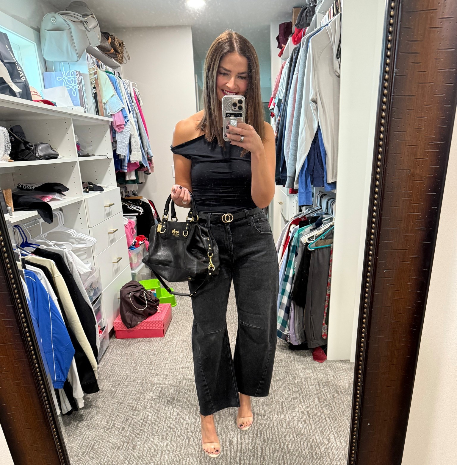 Date night fit. The top shows a white tshirt in the picture but the link goes to the black asymmetrical top I’m wearing! 

#LTKSaleAlert #LTKFindsUnder50 #LTKStyleTip