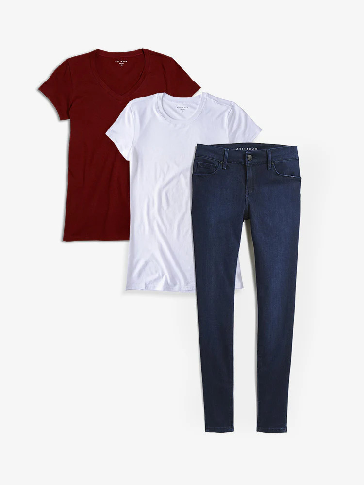 Women's Bundle 02: 2 Marcy Tees + 1 pair of Jeans - Mott & Bow | Mott & Bow