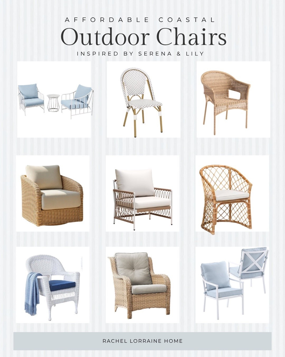 If you love the classic coastal style of Serena and Lily but aren’t ready for the investment, I’ve rounded up some affordable look for less outdoor accent and dining chairs for your spring and summer patio. 

#LTKHome #LTKSeasonal