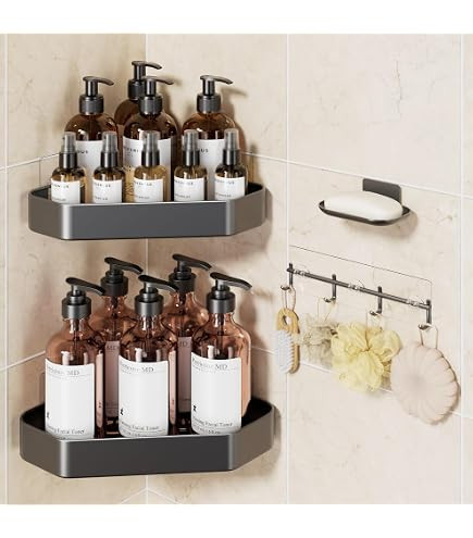 Stylish Shampoo and Conditioner Dispenser Set of 3 for Wall Mount - Modern Drill Free 21oz Shower... | Amazon (US)