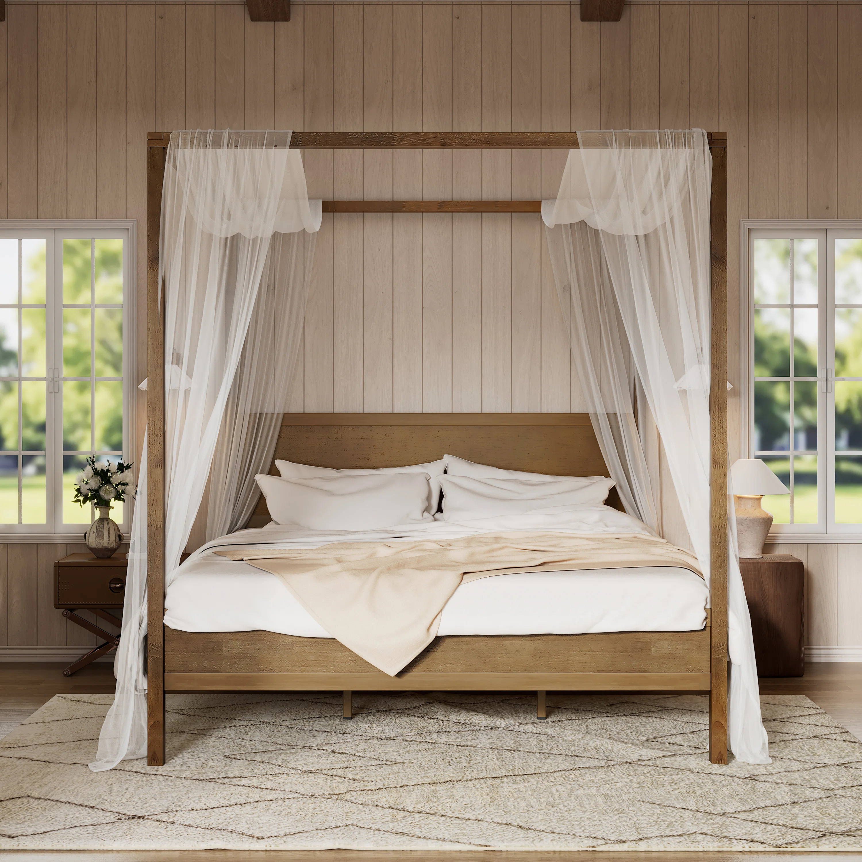 Westford Solid Wood Canopy Bed With Headboard | Wayfair North America