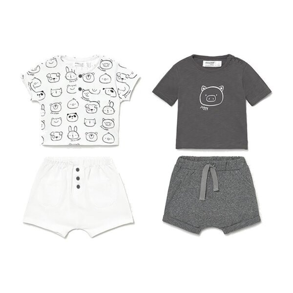 4 Piece Animal Outfit Set, Gray | Maisonette
