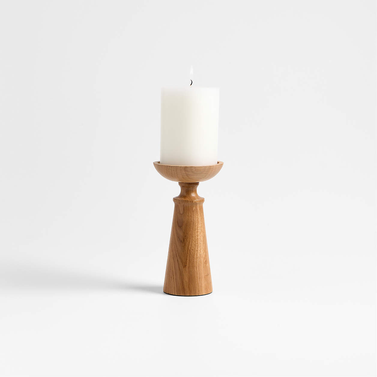 Izumo Small Oak Pillar Holder 4.4" + Reviews | Crate & Barrel | Crate & Barrel