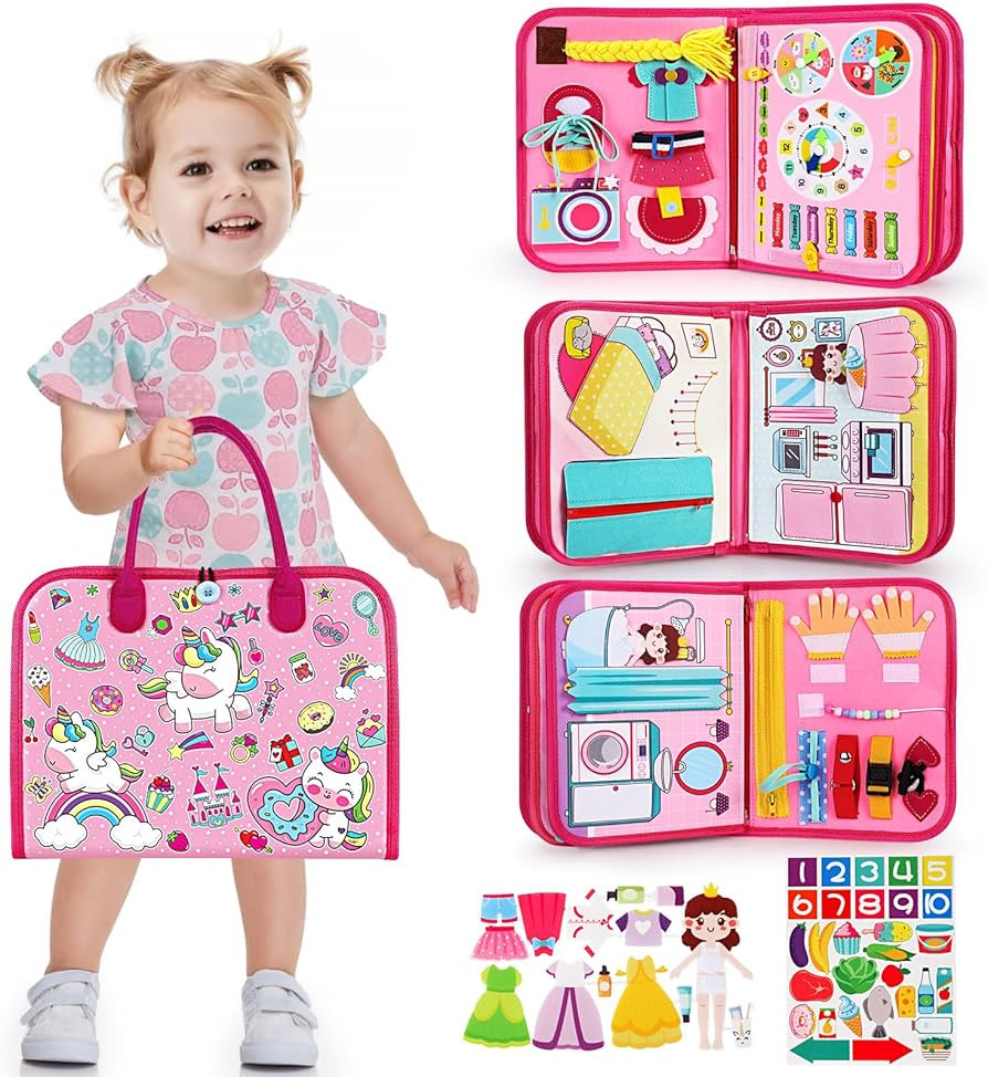 Palmatte Toddler Toys Busy Board: Montessori Toys for 1 2 3 4 Year Old Girls Gift Sensory Toys Ac... | Amazon (US)