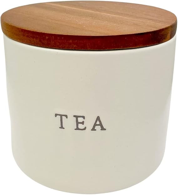 Tea Canister Finely Glazed Stoneware with Wood Lid by Hearth & Hand with Magnolia | Amazon (CA)