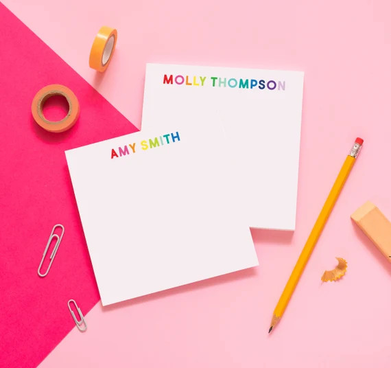 Rainbow Petite Block Personalized Notepad Custom Notepad - Etsy | Etsy (US)