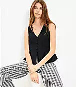 Pleated V-Neck Tank Top | LOFT