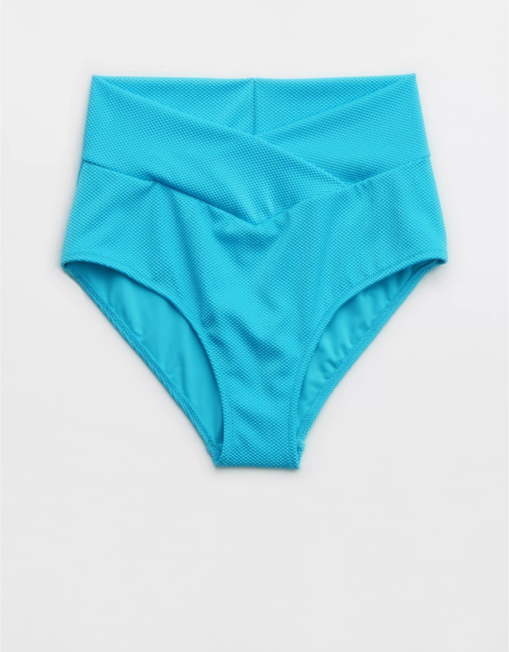 Aerie Shine Pique Crossover High Waisted Bikini Bottom | Aerie