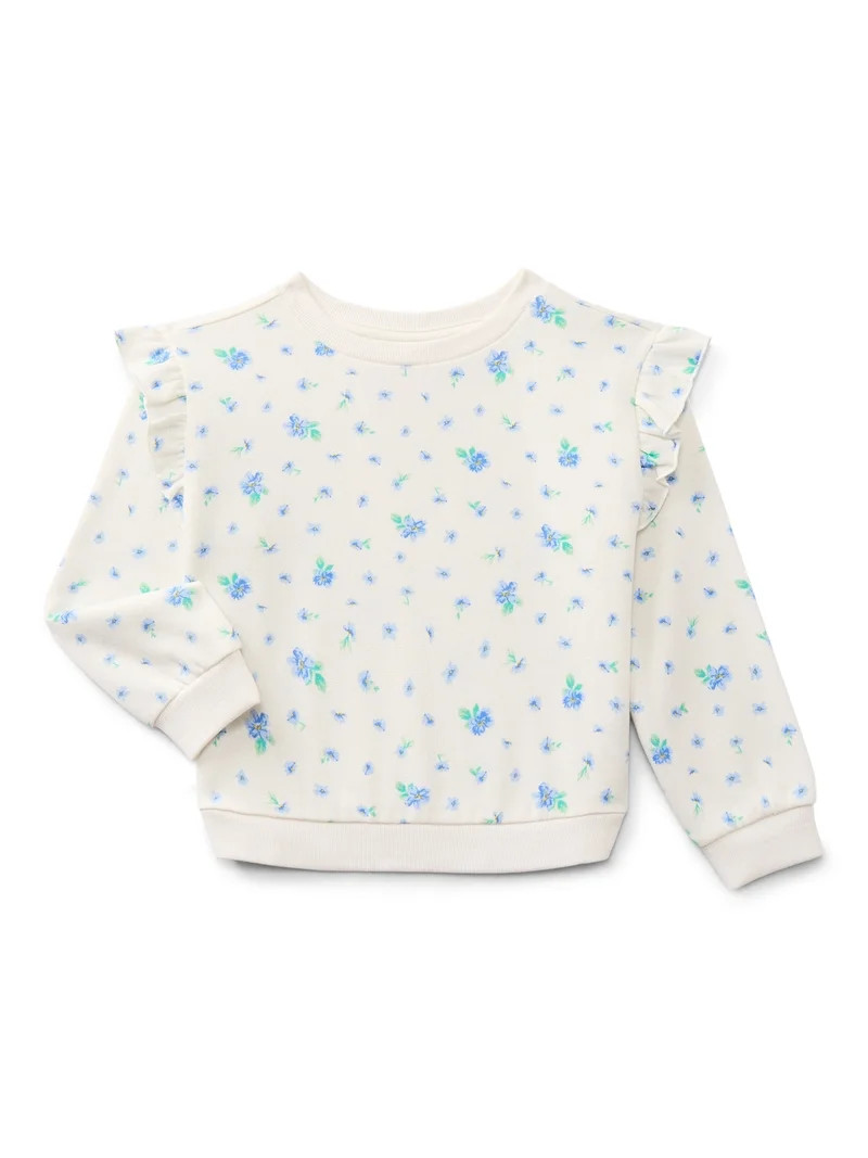 Wonder Nation Toddler Girls Fleece Crewneck Top with Long Sleeves, Sizes 12M-5T | Walmart (US)