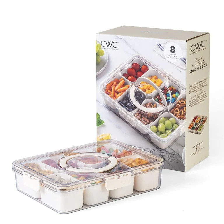 COOK WITH COLOR Snackle Box Container - 8 Compartment Divided Serving Tray with Lid, Portable Sna... | Walmart (US)
