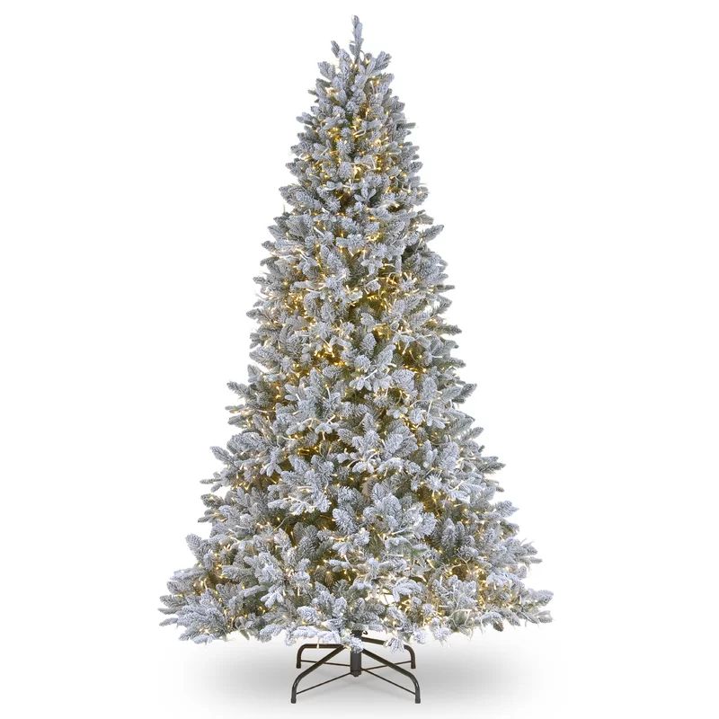 78" H Frosted Green Artificial Fir Flocked/Frosted Christmas Tree with 650 Lights | Wayfair North America