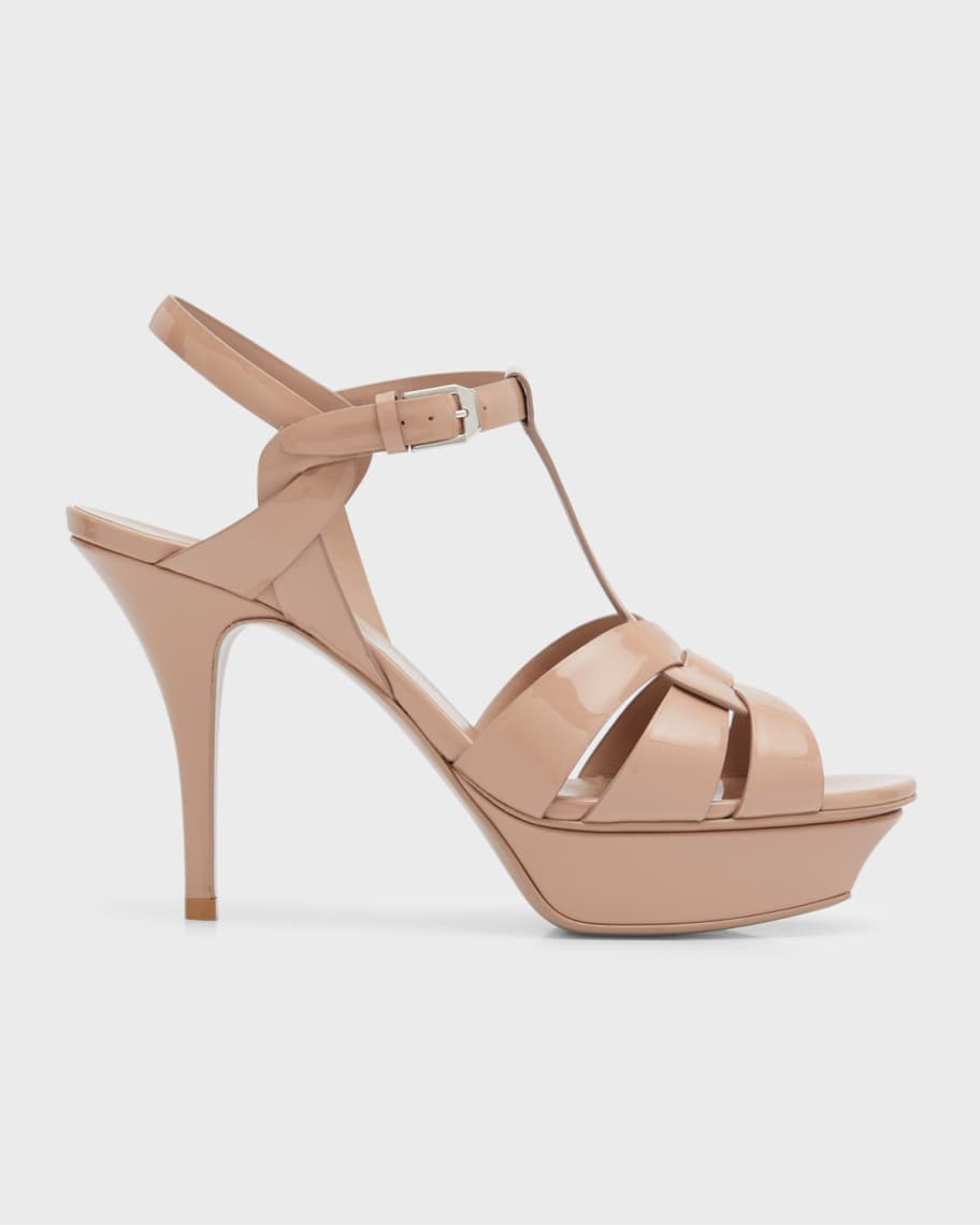 Saint Laurent Tribute Patent Leather 105mm Sandals | Neiman Marcus