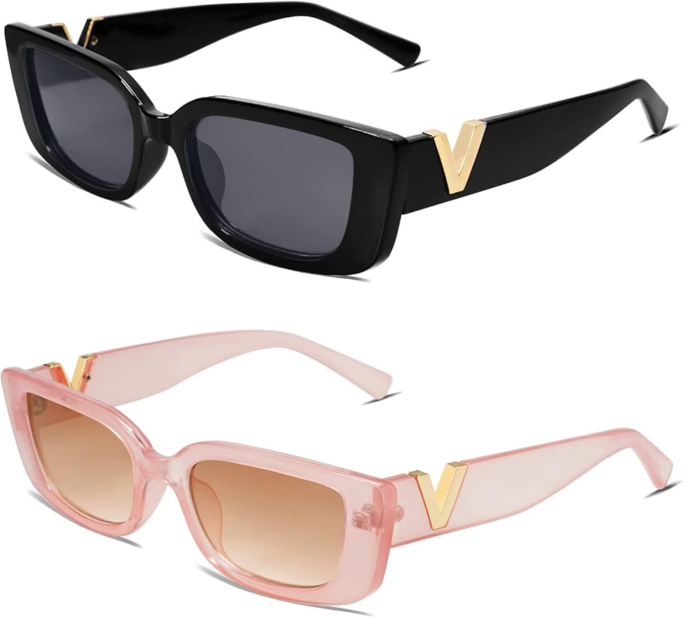 Allarallvr Rectangle Sunglasses for Women 90s Retro Trendy Y2K Classical Vintage Square Shades AR... | Amazon (US)