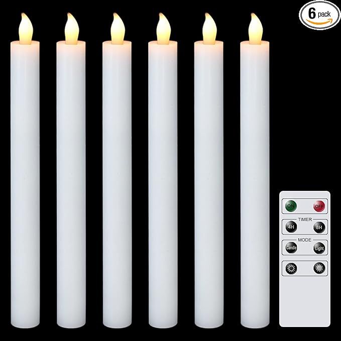 DRomance LED Flameless Taper Candles Flickering Battery Operated with 8-Key Remote and Timer 6 Pa... | Amazon (US)