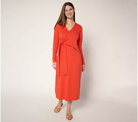 Peace Love World Regular French Terry Tie Waist Dress | QVC