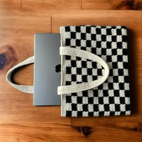 Handmade Large Macrame Shoulder & Laptop Bag With Black White Checkered Pattern, Tote Bag, Oversized Crochet Bohemian | Etsy (UK)