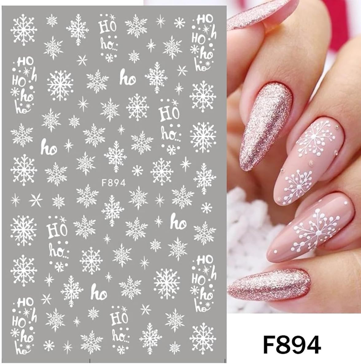 Snowflake Nail Art Stickers, 10 Sheets White Snowflake Self-Adhesive Decals for Christmas, Winter... | Amazon (US)